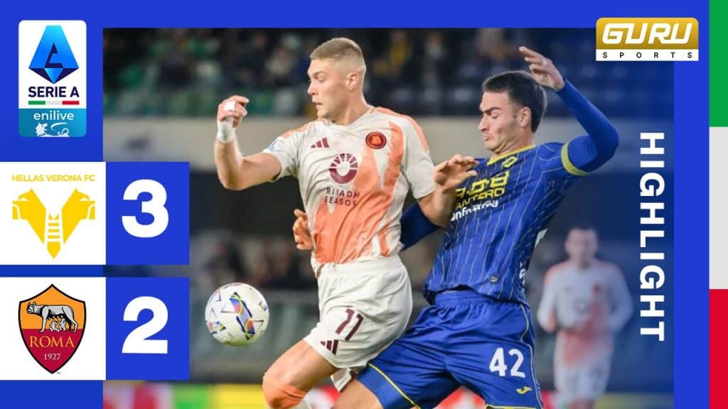 ผลบอล เวโรน่า พบ โรม่า 3-2 (4/11/2024) ไฮไลท์การแข่งขัน