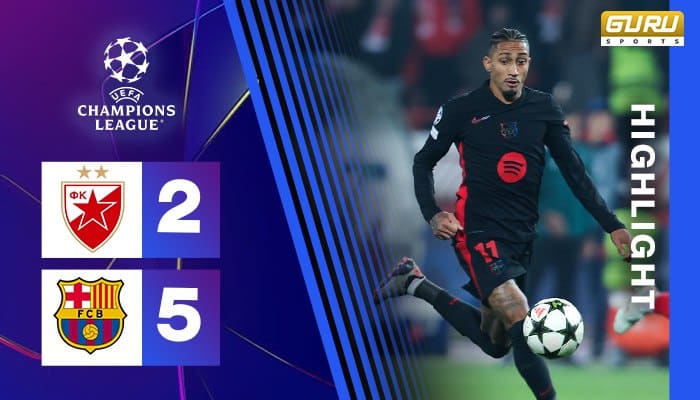 ผลบอล เซอร์เวน่า ซเวซด้า พบ บาร์เซโลน่า 2-5 (6/11/2024) ไฮไลท์การแข่งขัน