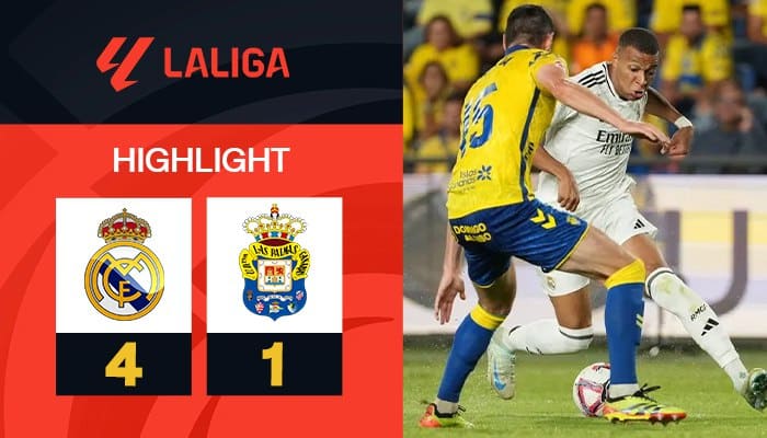 ผลบอล เรอัล มาดริด พบ ลาส พัลมาส 4-1 (19/01/2025) ไฮไลท์การแข่งขัน