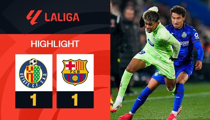 ผลบอล เกตาเฟ่ พบ บาร์เซโลน่า 1-1 (19/01/2025) ไฮไลท์การแข่งขัน 