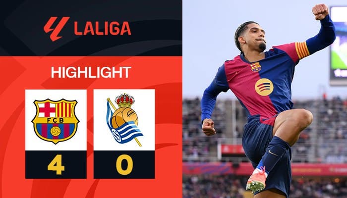 ผลบอล บาร์เซโลน่า พบ เรอัล โซเซียดาด 4-0  (02/03/2025) ไฮไลท์การแข่งขัน