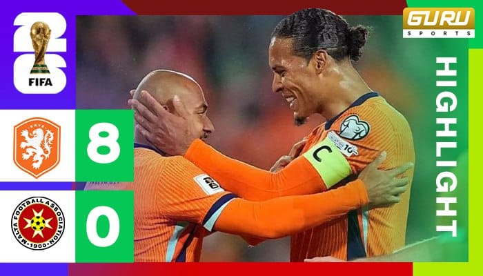 ผลบอล เนเธอร์แลนด์ พบ มอลตา 8-0 (11/06/2025) ไฮไลท์การแข่งขัน